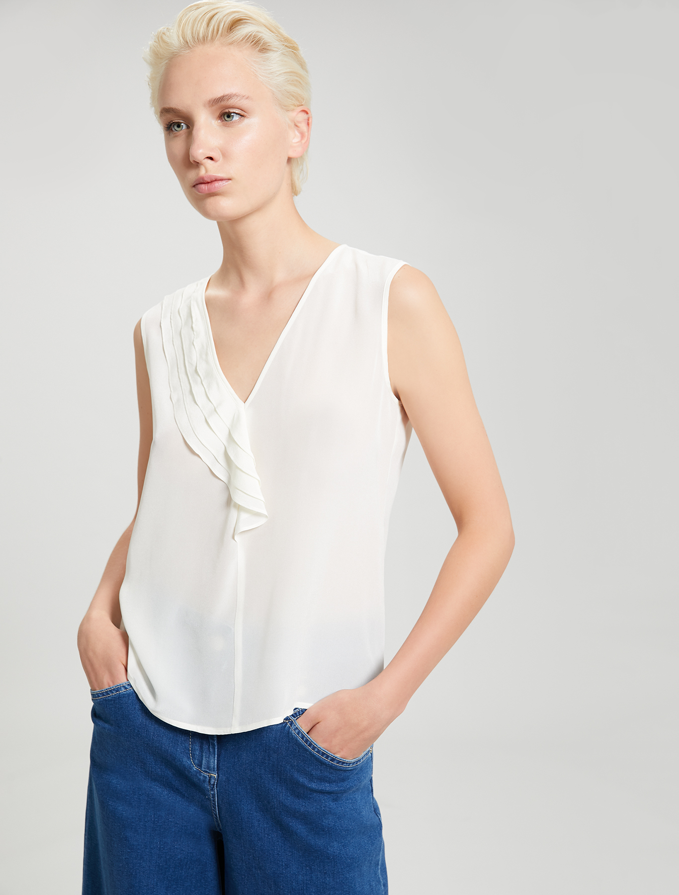 Flounced silk top, ivory - Pennyblack Flounced silk top - ivory - pennyblack