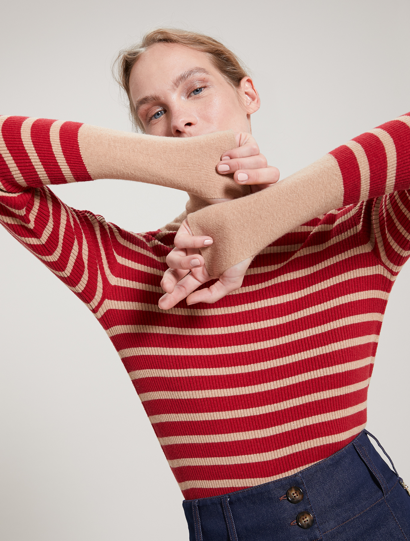 Dolcevita in cotone e cashmere, fantasia rosso - Pennyblack Dolcevita in cotone e cashmere - fantasia rosso - pennyblack