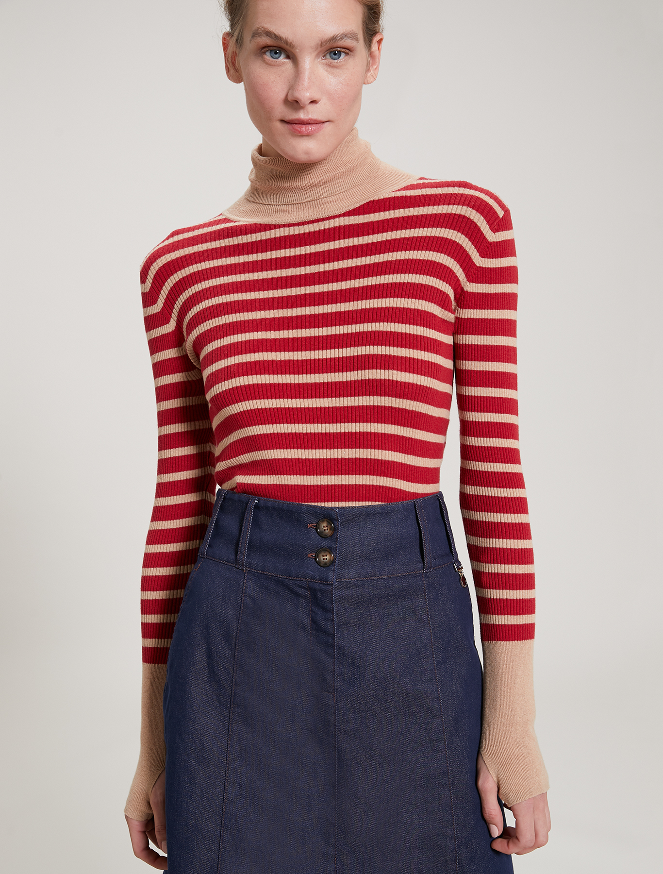 Dolcevita in cotone e cashmere, fantasia rosso - Pennyblack Dolcevita in cotone e cashmere - fantasia rosso - pennyblack