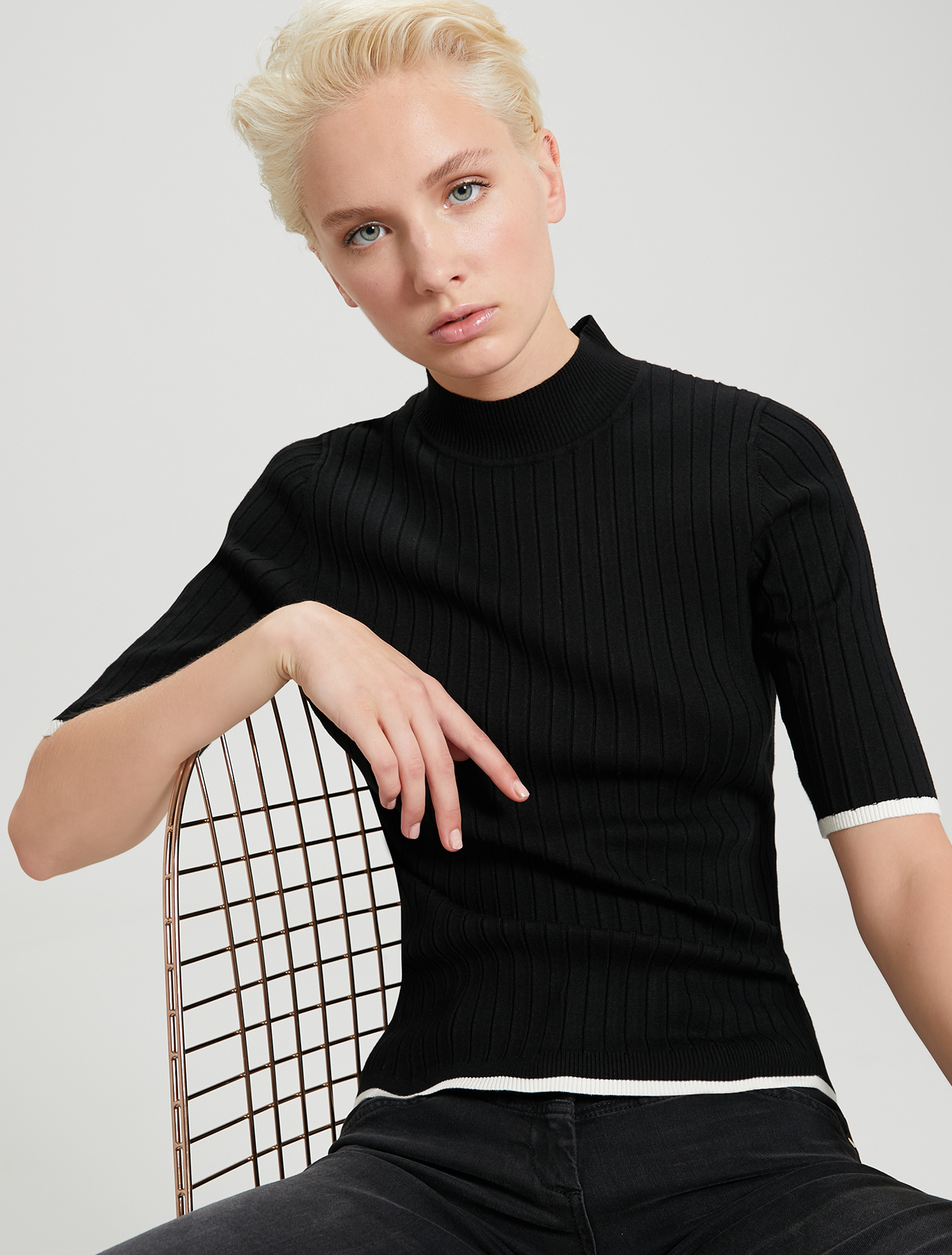 Ribbed polo neck jumper, black - Pennyblack Ribbed polo neck jumper - black - pennyblack