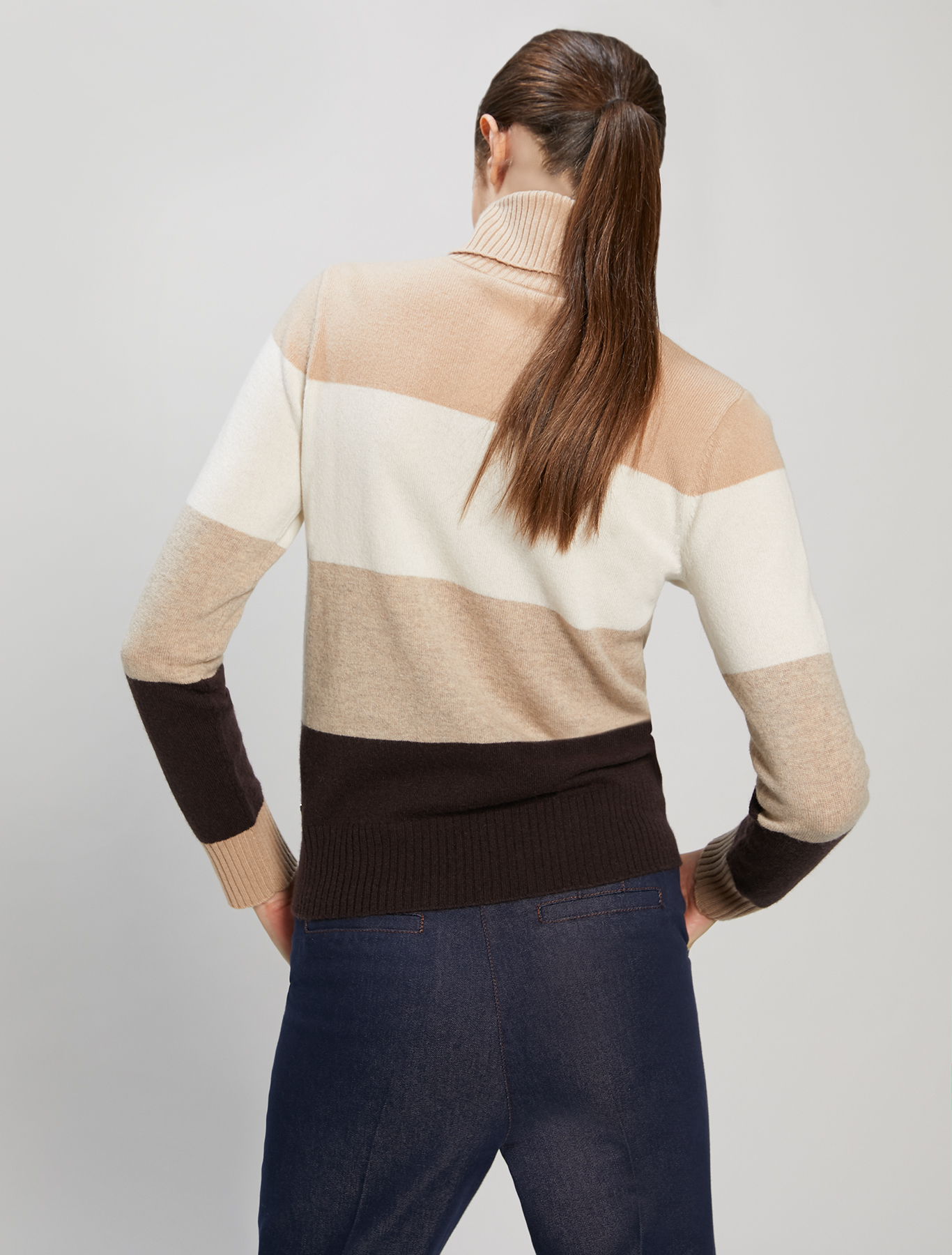 Wool and cashmere turtleneck, brown pattern - Pennyblack Wool and cashmere turtleneck - brown pattern - pennyblack