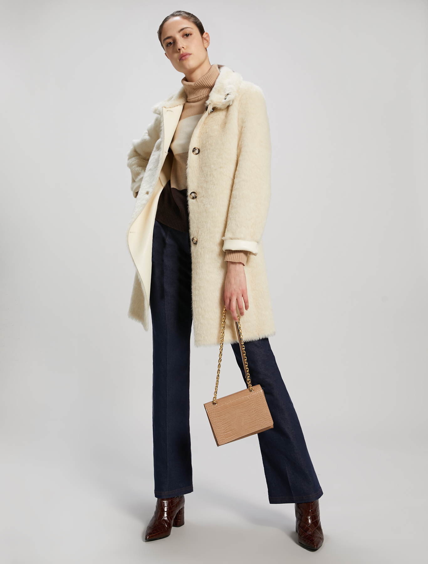 Wool and cashmere turtleneck, brown pattern - Pennyblack Wool and cashmere turtleneck - brown pattern - pennyblack