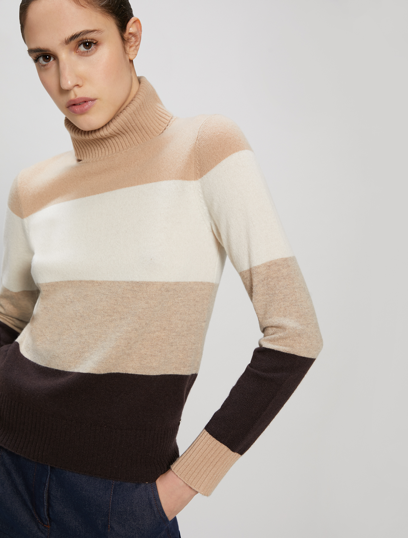 Wool and cashmere turtleneck, brown pattern - Pennyblack Wool and cashmere turtleneck - brown pattern - pennyblack