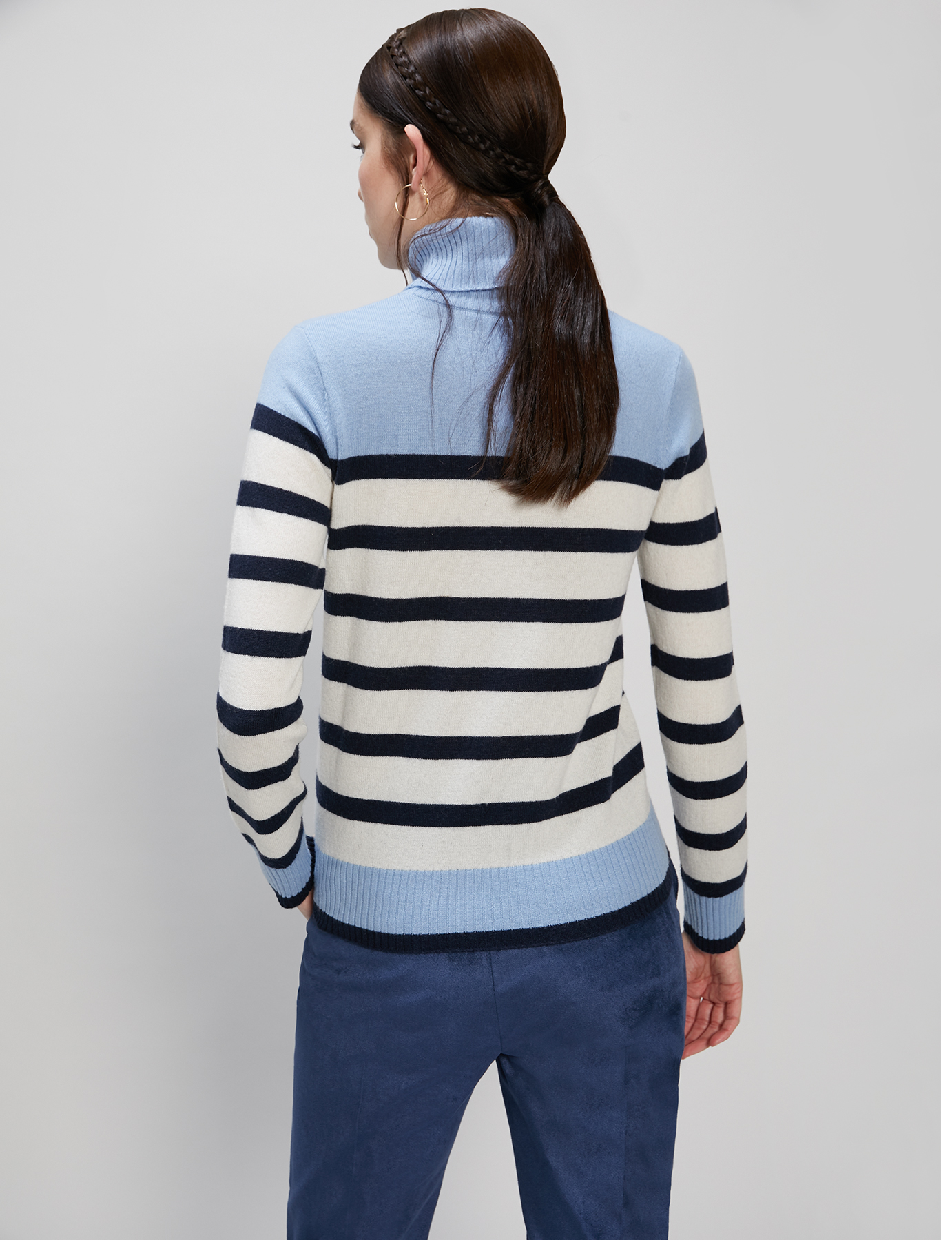 Wool and cashmere turtleneck, light blue pattern - Pennyblack Wool and cashmere turtleneck - light blue pattern - pennyblack