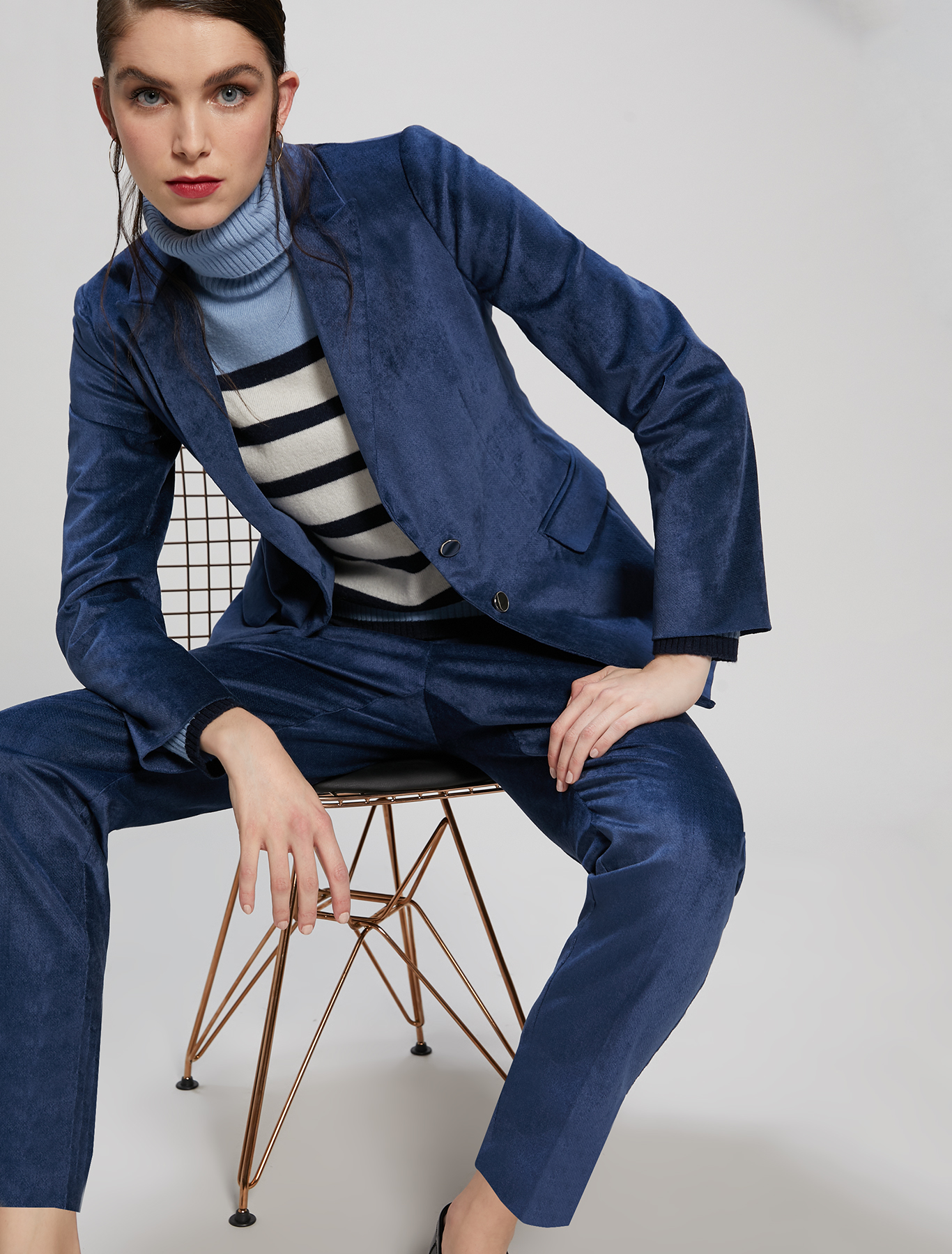 Wool and cashmere turtleneck, light blue pattern - Pennyblack Wool and cashmere turtleneck - light blue pattern - pennyblack