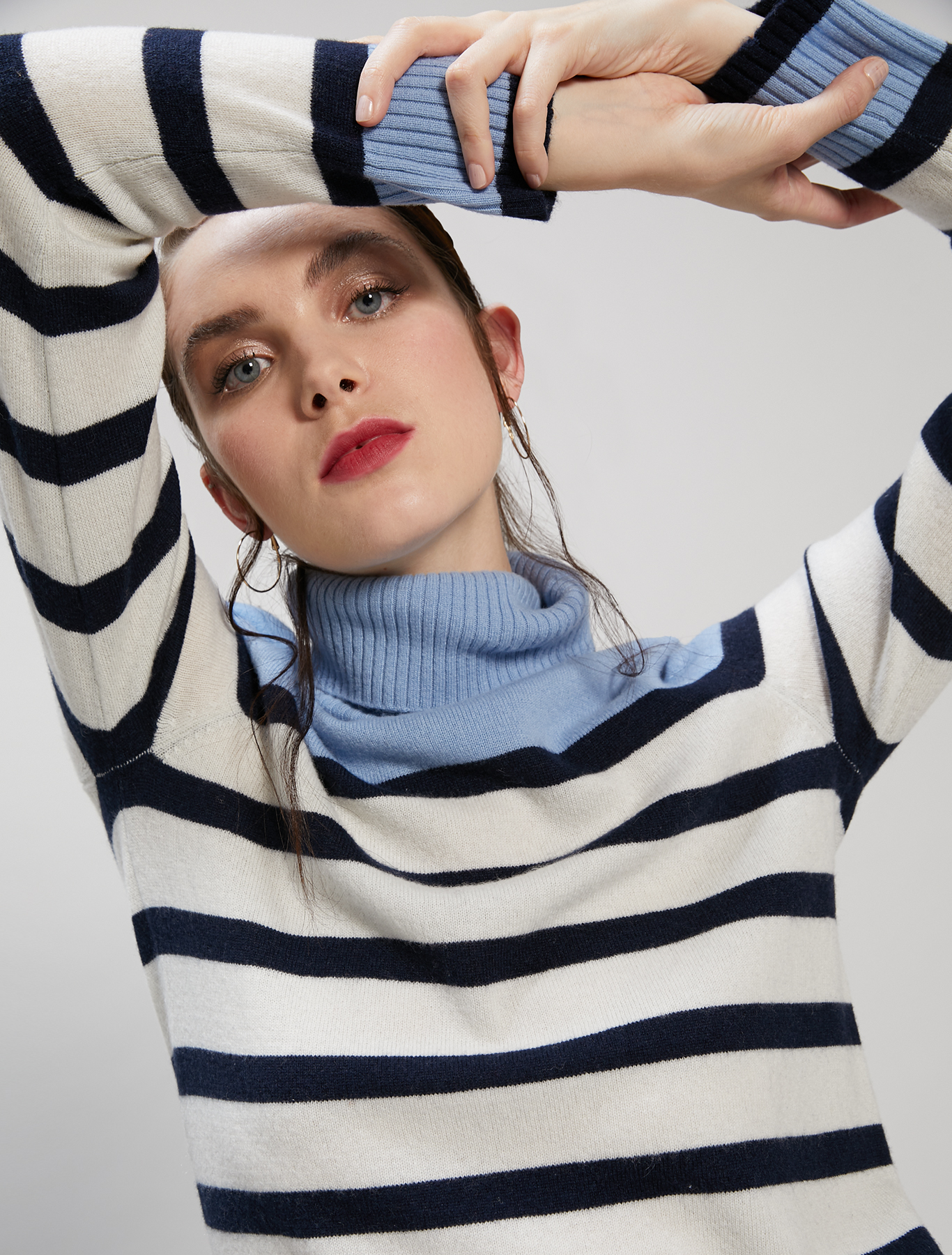 Wool and cashmere turtleneck, light blue pattern - Pennyblack Wool and cashmere turtleneck - light blue pattern - pennyblack