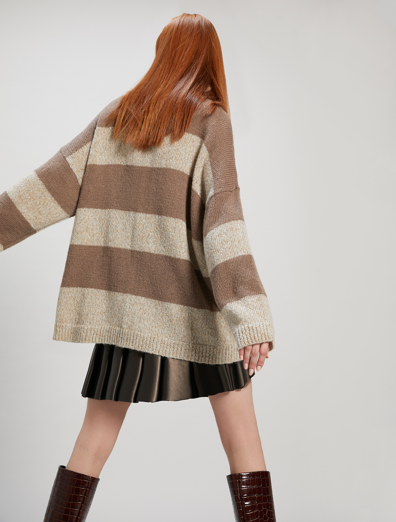 Oversized lamé jumper, beige - Pennyblack Oversized lamé jumper - beige - pennyblack