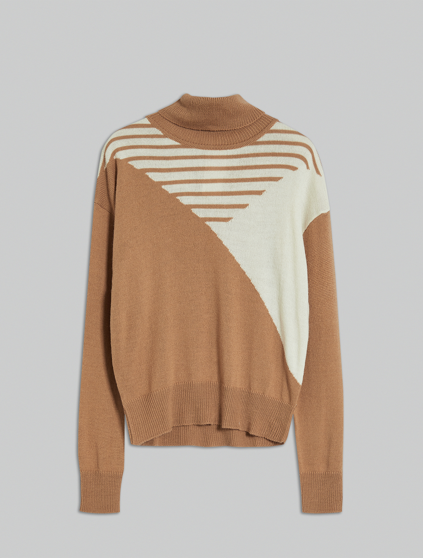 Jumper with geometric inlay, camel - Pennyblack Jumper with geometric inlay - camel - pennyblack