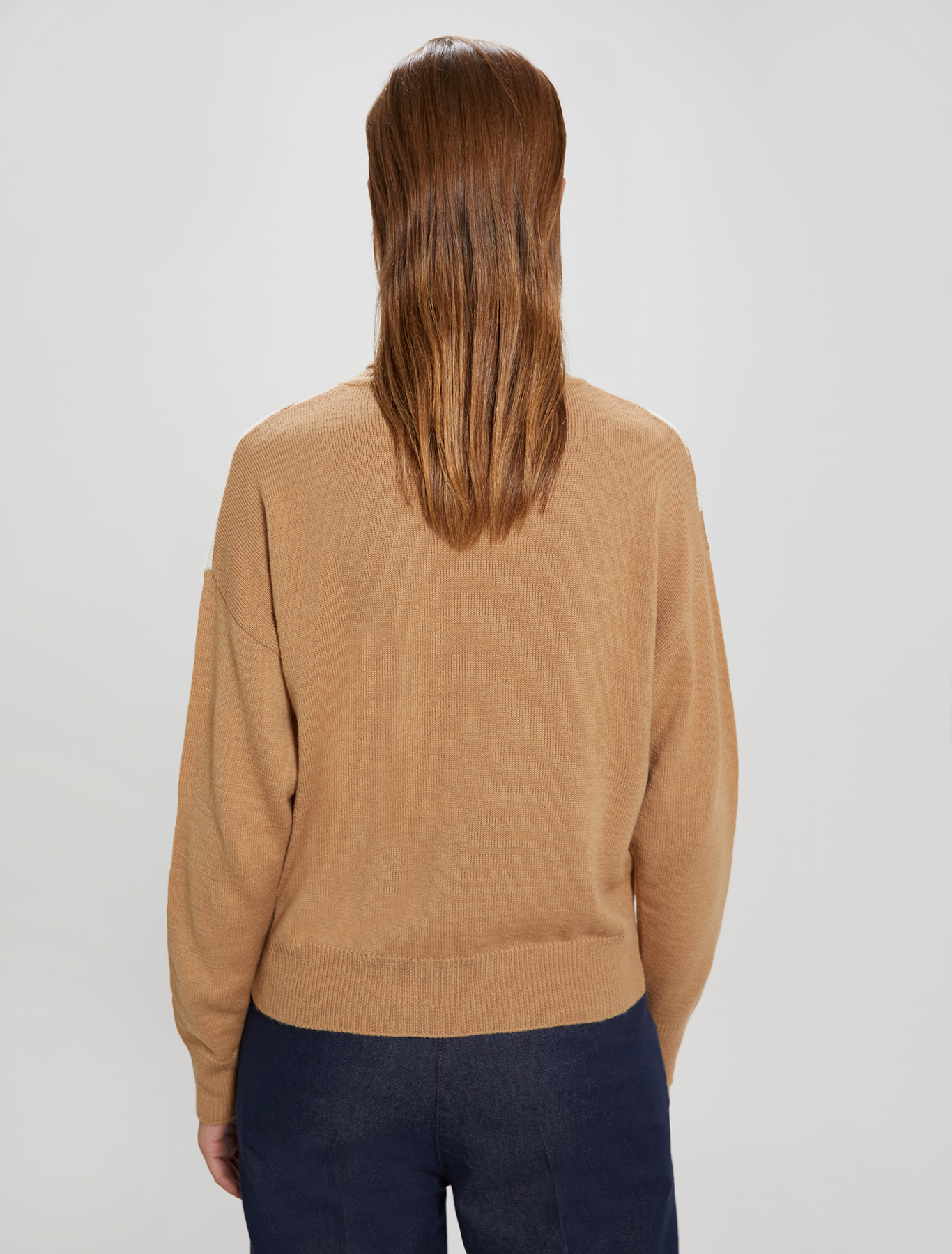Jumper with geometric inlay, camel - Pennyblack Jumper with geometric inlay - camel - pennyblack