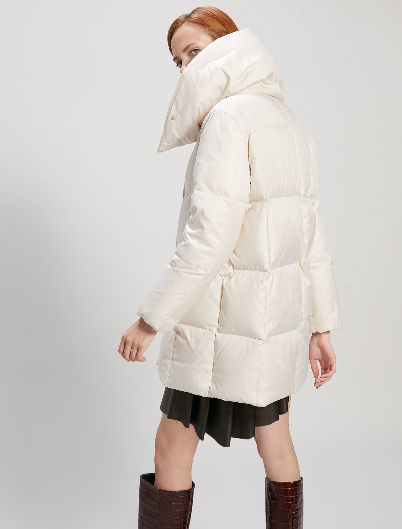Down jacket with maxi collar, ivory - Pennyblack Down jacket with maxi collar - ivory - pennyblack