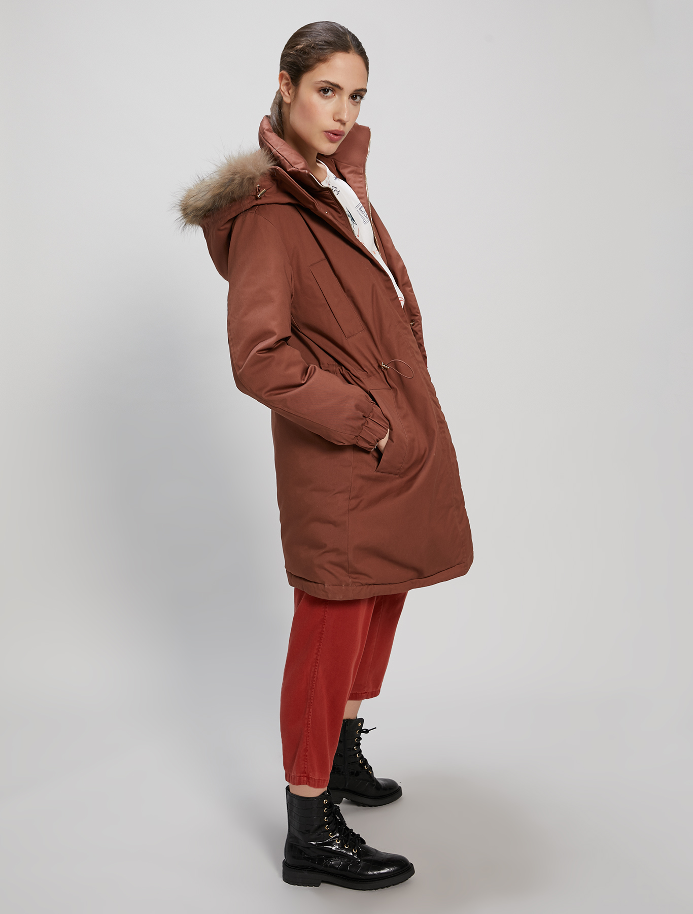 Padded parka with hood, dark brown - Pennyblack Padded parka with hood - dark brown - pennyblack