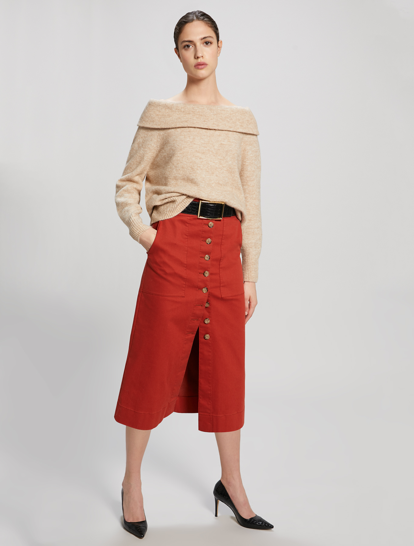 Gabardine midi skirt, brown - Pennyblack Gabardine midi skirt - brown - pennyblack