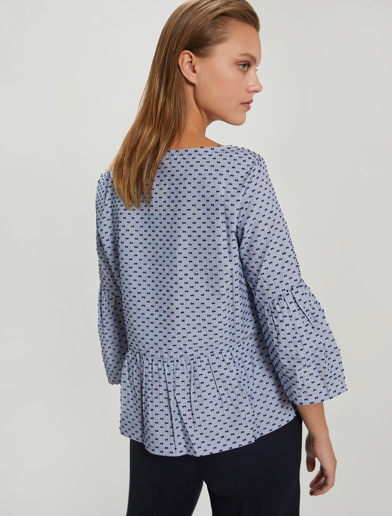 Fil coupé cotton blouse, light blue pattern - Pennyblack Fil coupé cotton blouse - light blue pattern - pennyblack