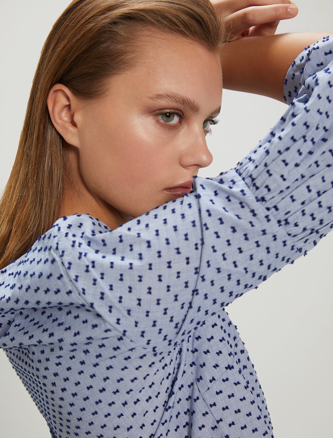 Fil coupé cotton blouse, light blue pattern - Pennyblack Fil coupé cotton blouse - light blue pattern - pennyblack