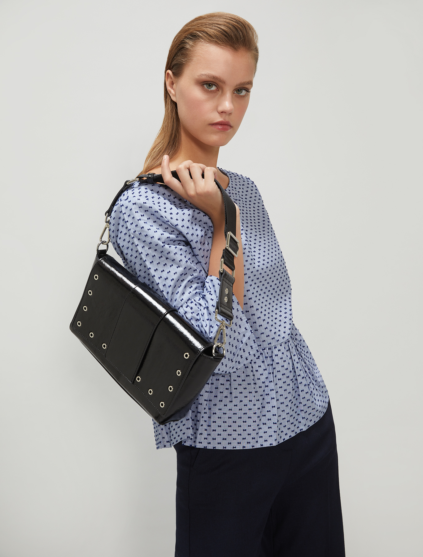 Fil coupé cotton blouse, light blue pattern - Pennyblack Fil coupé cotton blouse - light blue pattern - pennyblack
