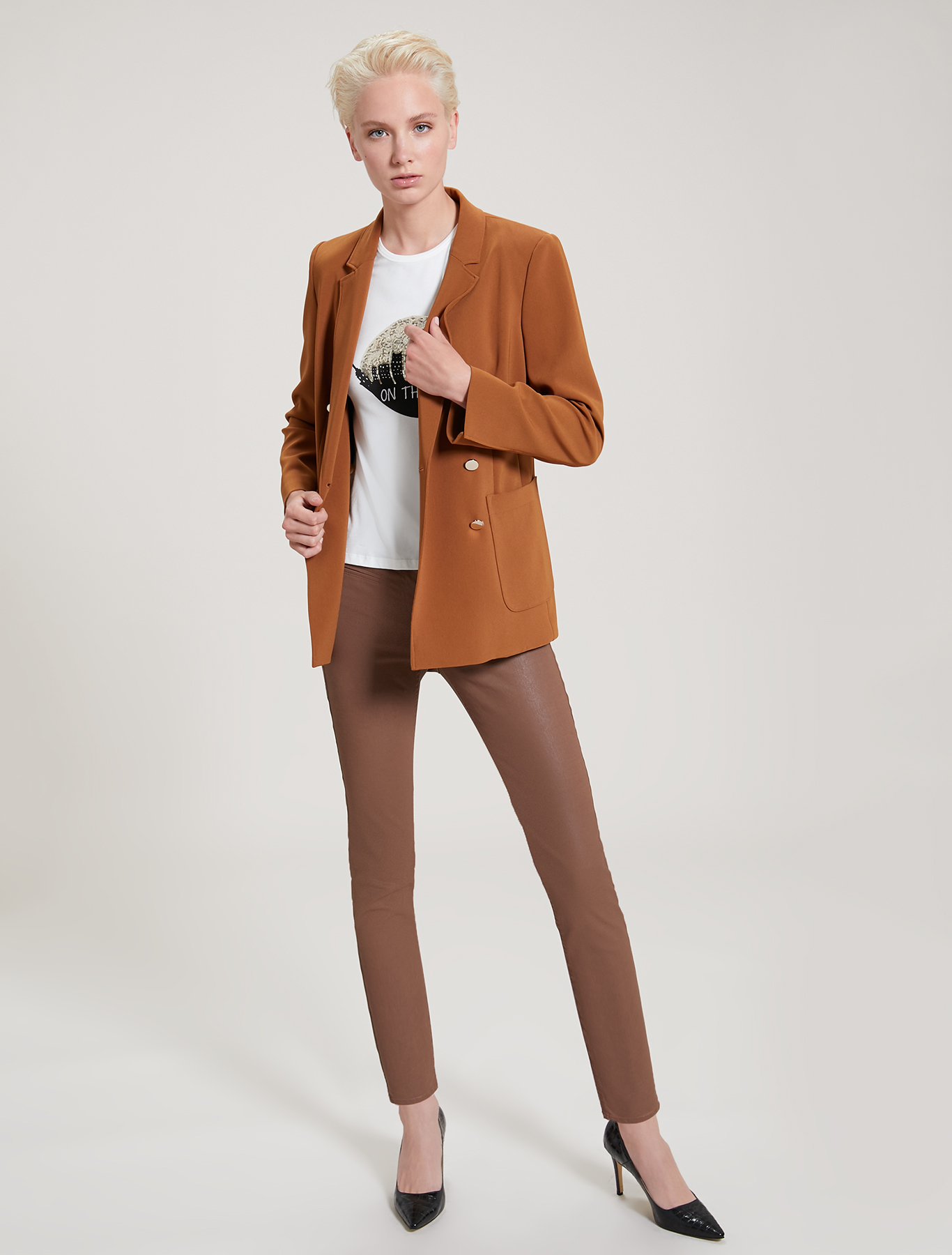 Cotton satin trousers, beige - Pennyblack Cotton satin trousers - beige - pennyblack