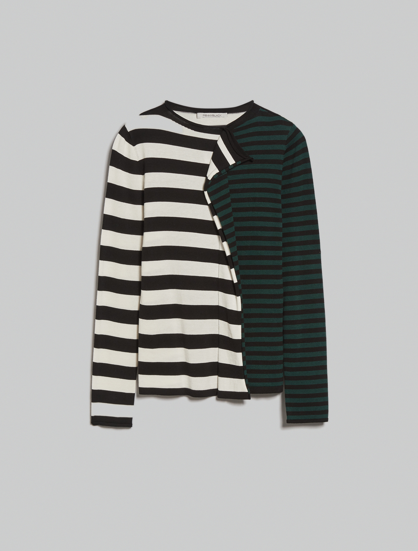 Striped jumper with flounce, pastel green pattern - Pennyblack Striped jumper with flounce - pastel green pattern - pennyblack