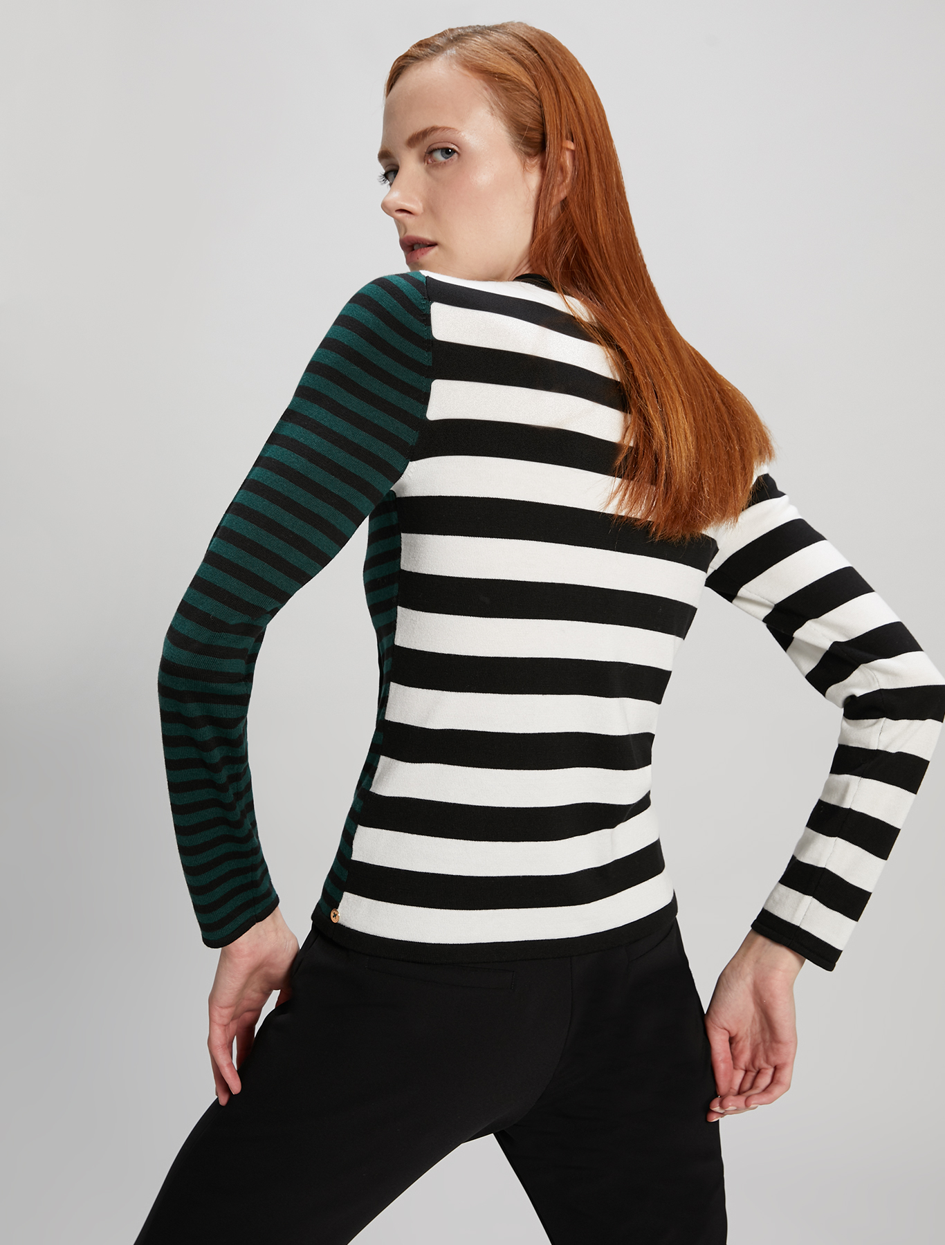 Striped jumper with flounce, pastel green pattern - Pennyblack Striped jumper with flounce - pastel green pattern - pennyblack