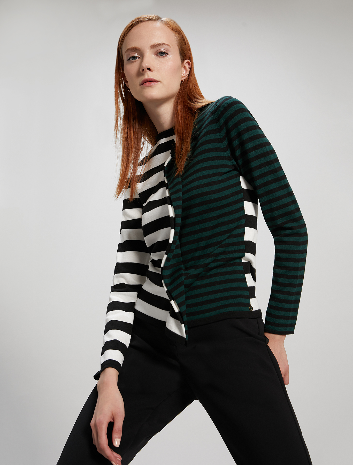 Striped jumper with flounce, pastel green pattern - Pennyblack Striped jumper with flounce - pastel green pattern - pennyblack