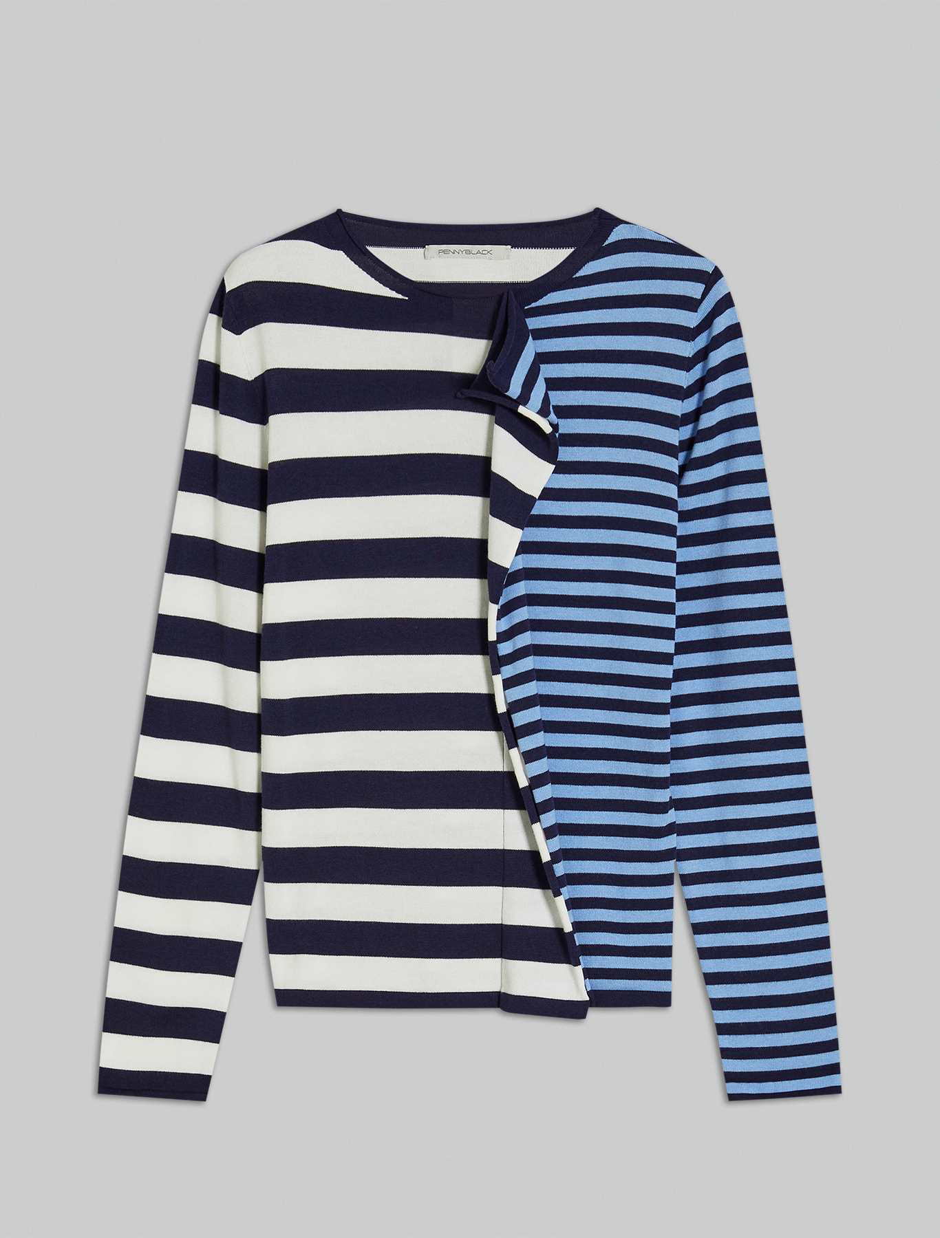 Striped jumper with flounce, navy blue pattern - Pennyblack Striped jumper with flounce - navy blue pattern - pennyblack