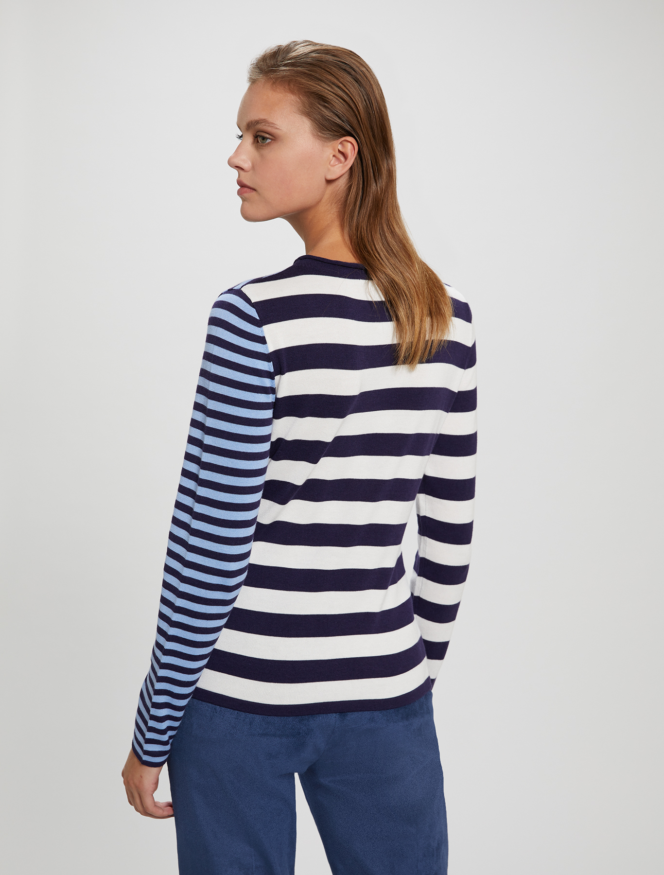 Striped jumper with flounce, navy blue pattern - Pennyblack Striped jumper with flounce - navy blue pattern - pennyblack