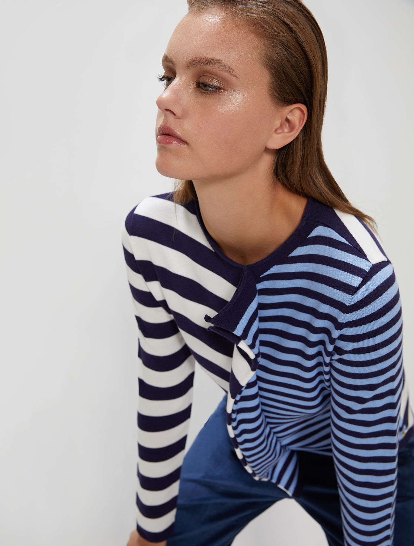 Striped jumper with flounce, navy blue pattern - Pennyblack Striped jumper with flounce - navy blue pattern - pennyblack
