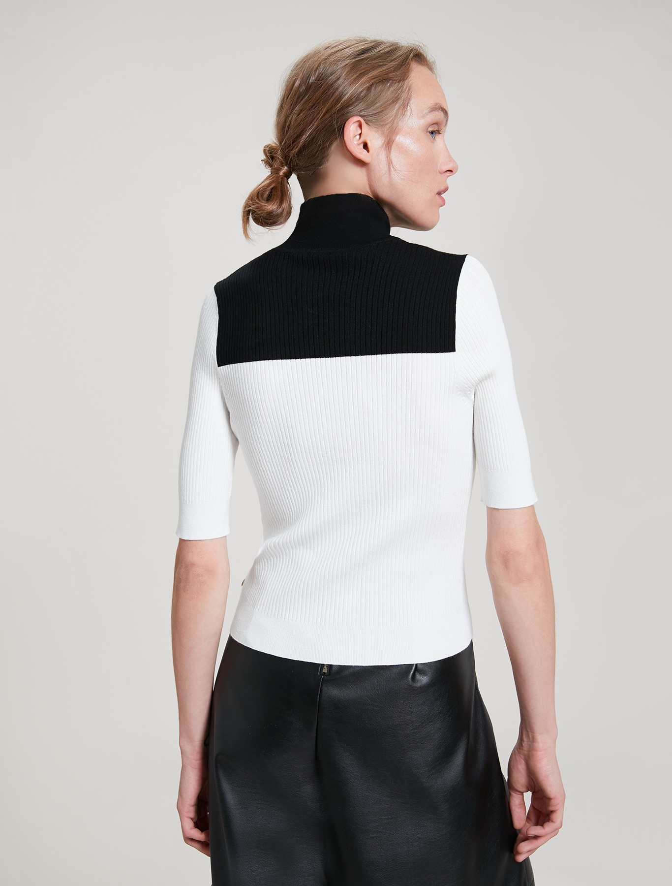 Ribbed polo neck jumper, white pattern - Pennyblack Ribbed polo neck jumper - white pattern - pennyblack
