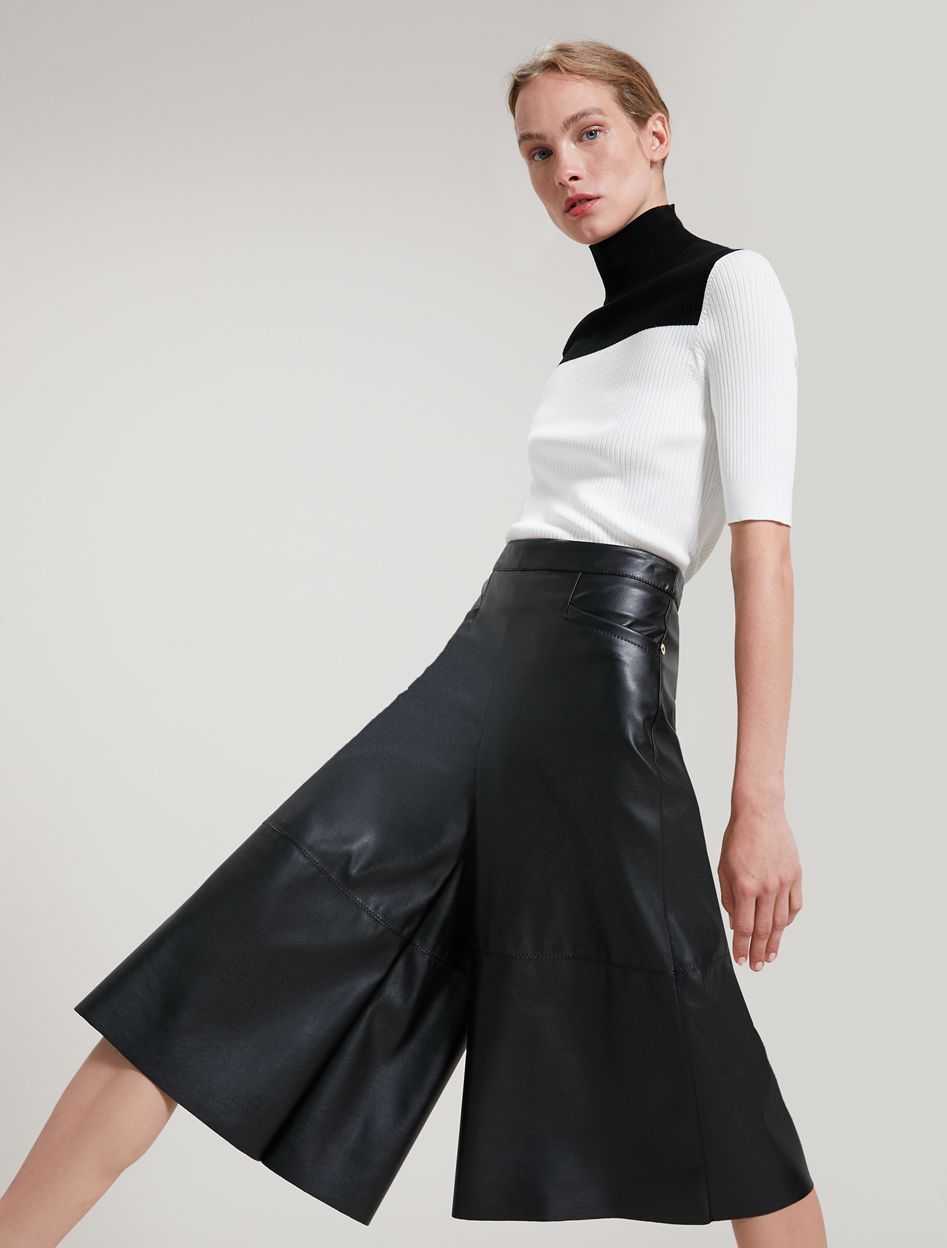 Ribbed polo neck jumper, white pattern - Pennyblack Ribbed polo neck jumper - white pattern - pennyblack