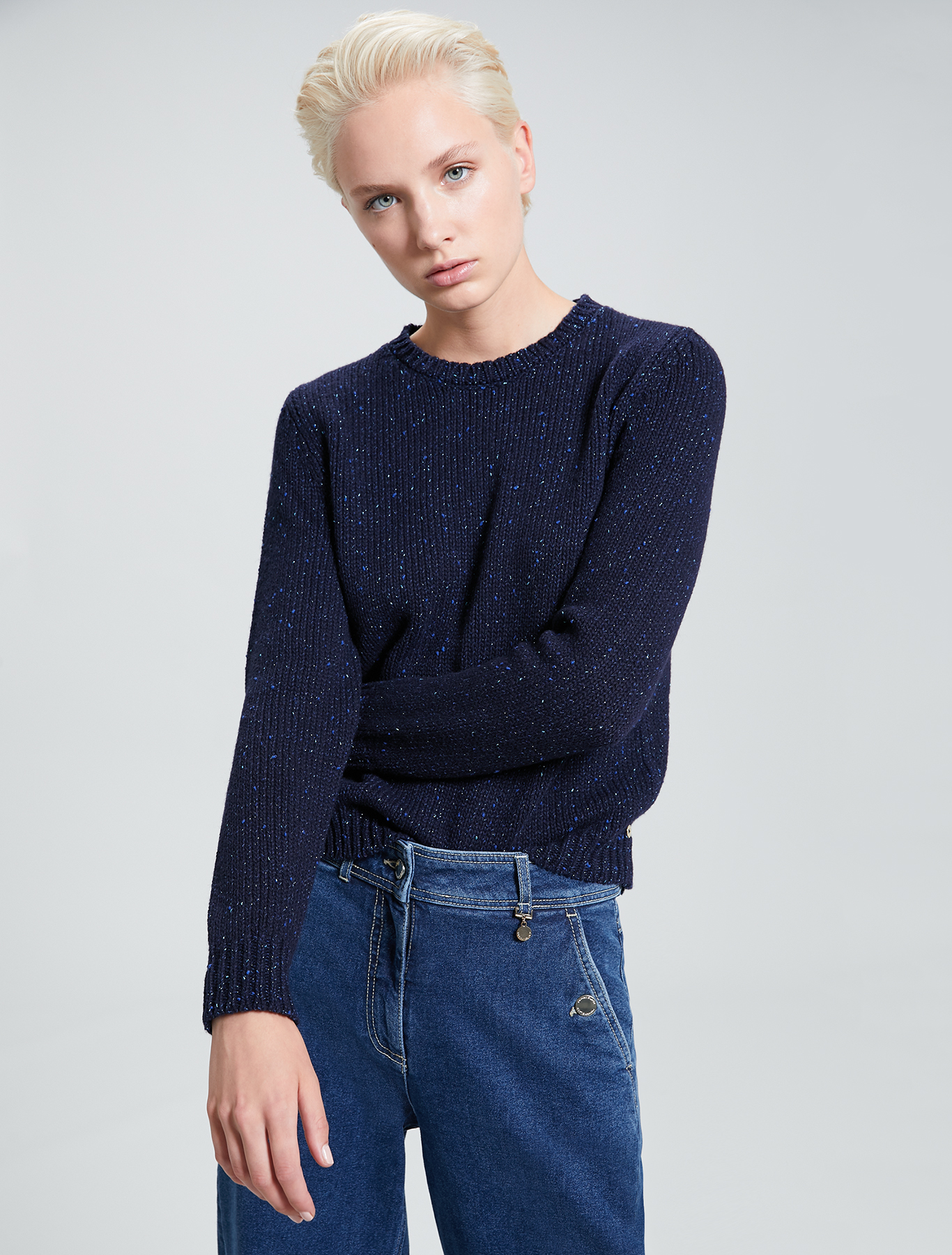 Crew neck lamé jumper, navy blue - Pennyblack Crew neck lamé jumper - navy blue - pennyblack
