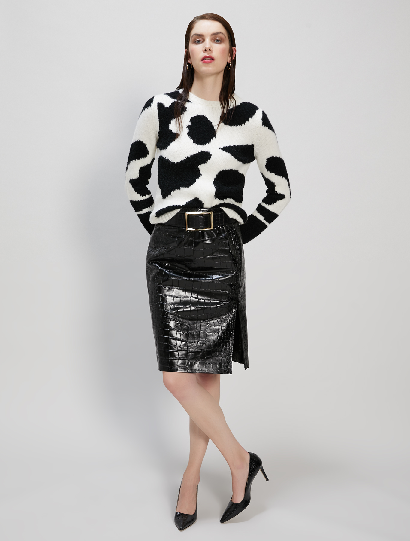 Leopard print intarsia jumper, white pattern - Pennyblack Leopard print intarsia jumper - white pattern - pennyblack