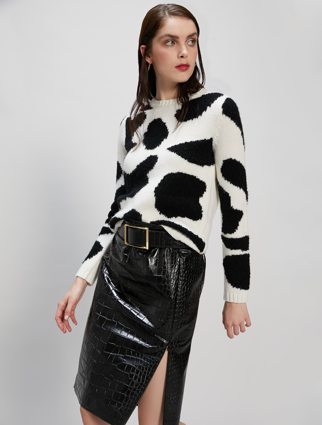 Leopard print intarsia jumper, white pattern - Pennyblack Leopard print intarsia jumper - white pattern - pennyblack