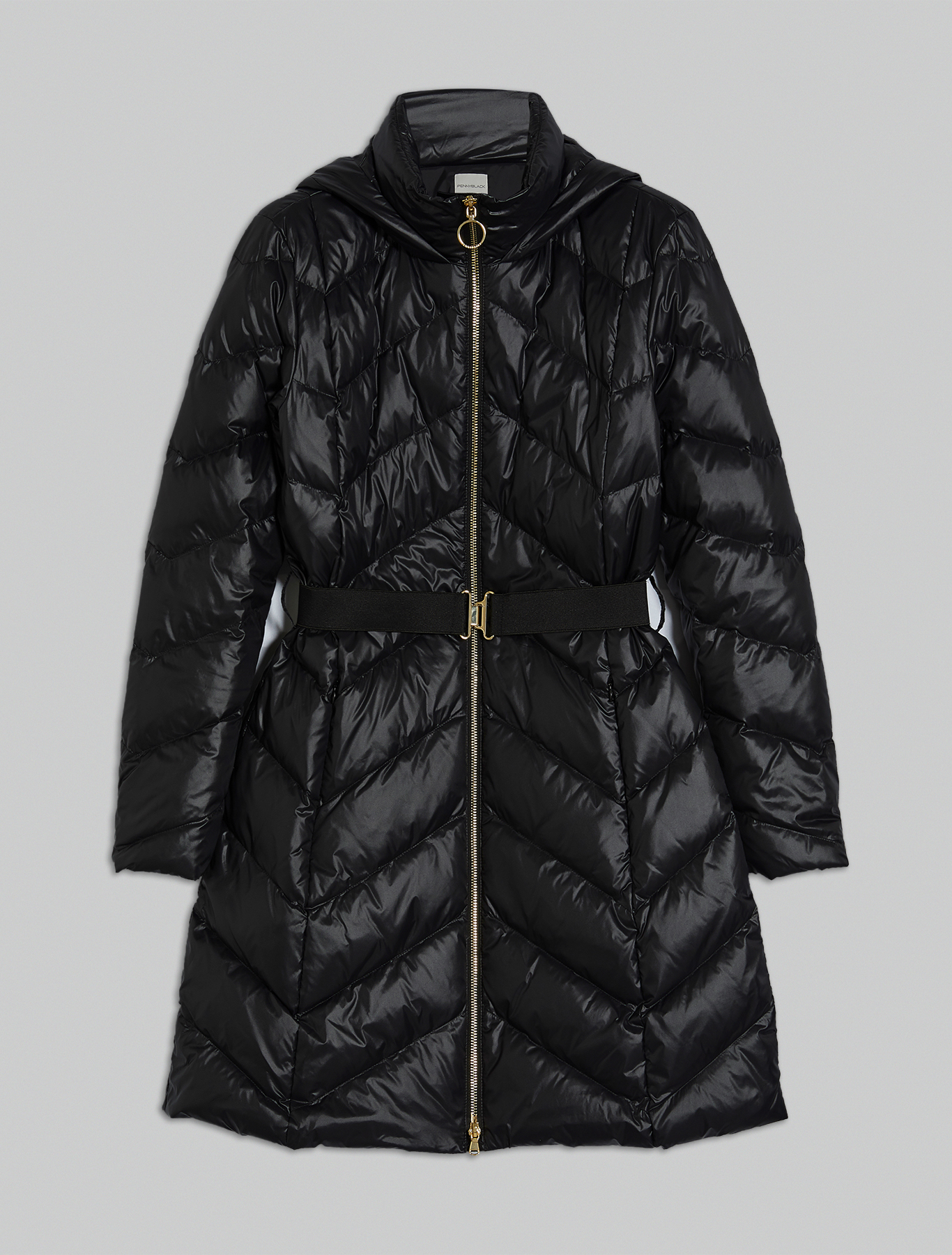 Slim-fit belted down jacket, black - Pennyblack Slim-fit belted down jacket - black - pennyblack