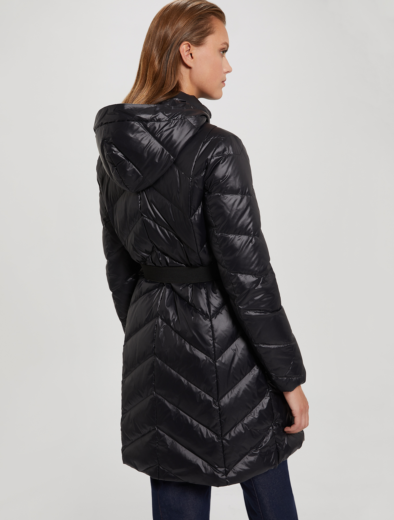 Slim-fit belted down jacket, black - Pennyblack Slim-fit belted down jacket - black - pennyblack