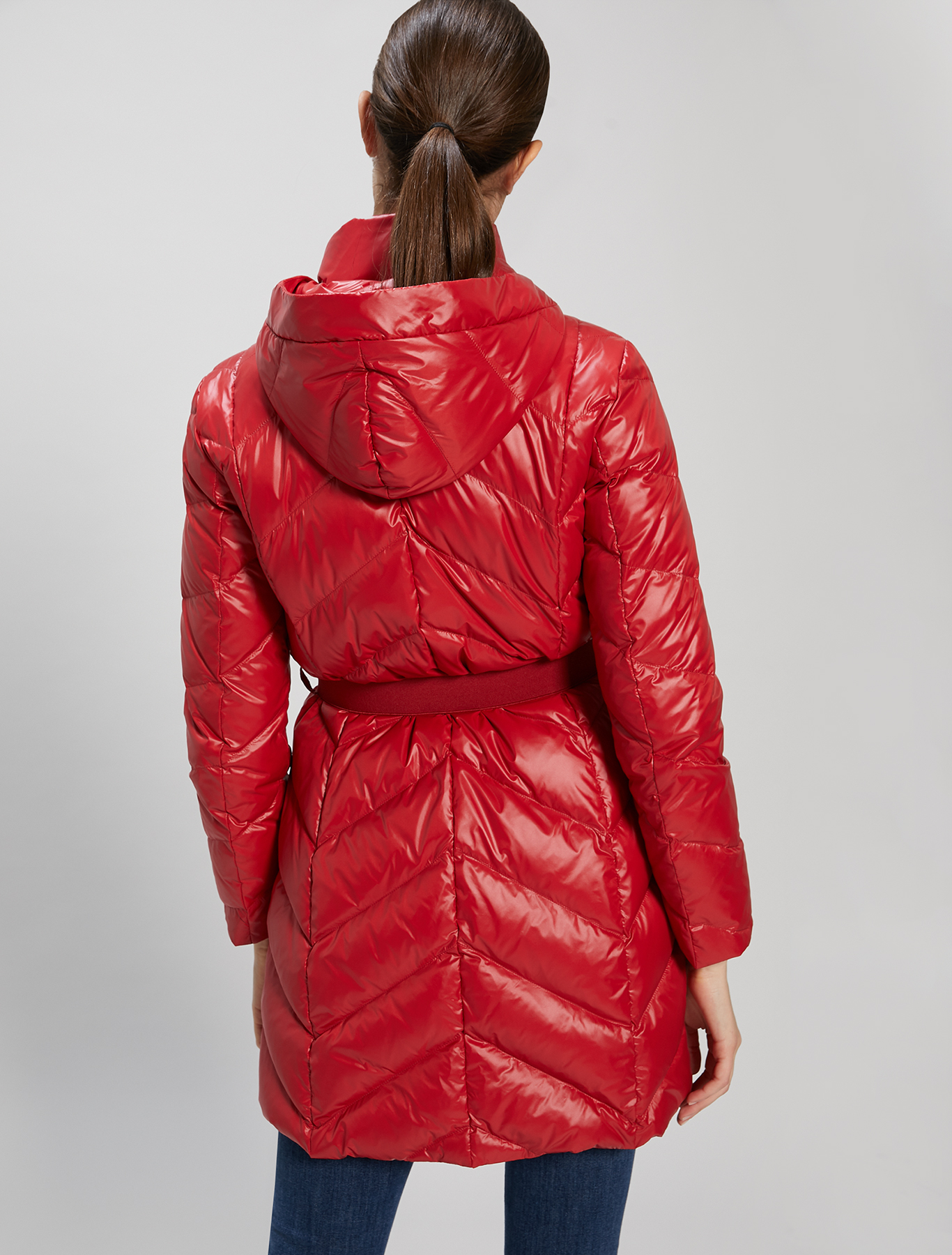 Slim-fit belted down jacket, red - Pennyblack Slim-fit belted down jacket - red - pennyblack