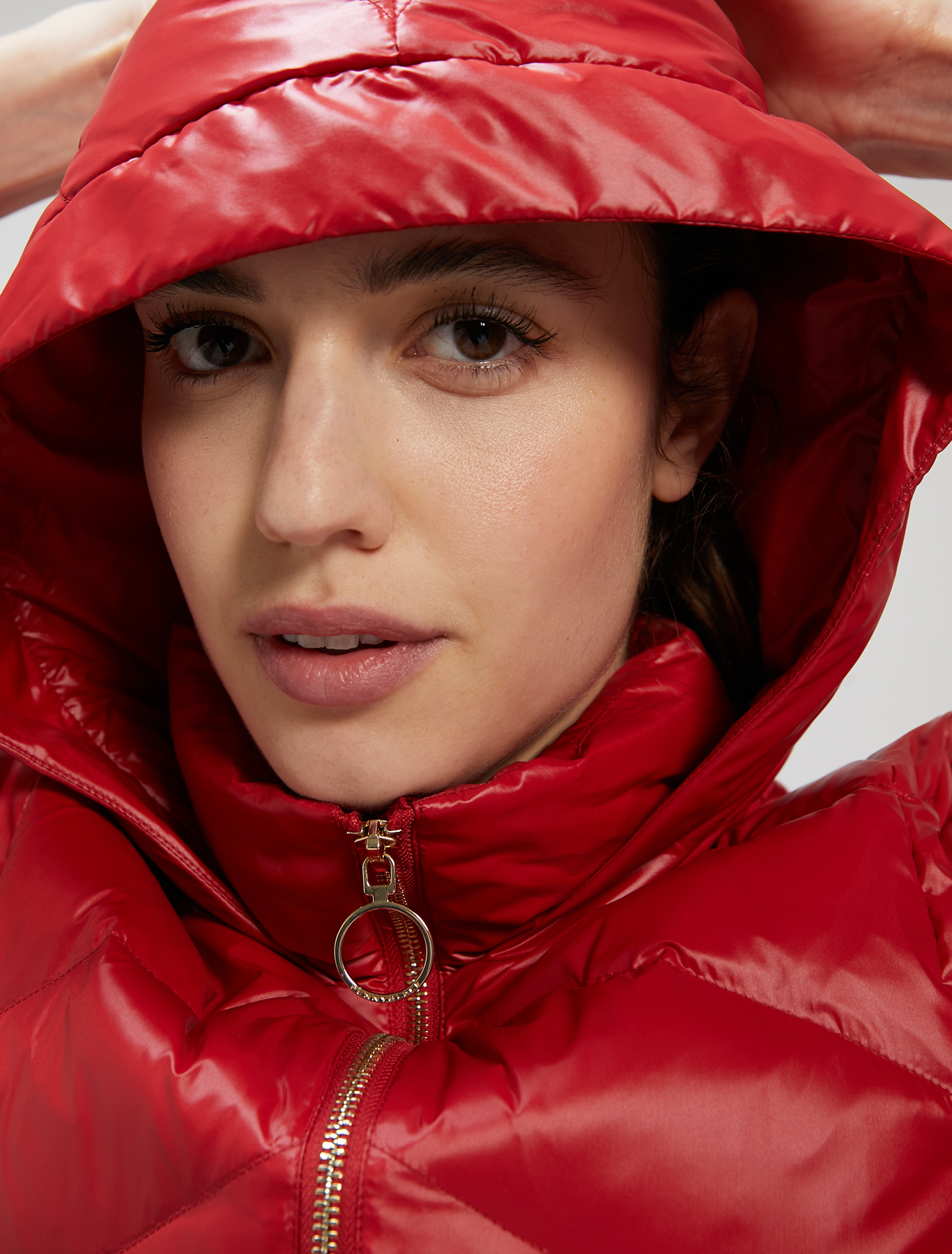 Slim-fit belted down jacket, red - Pennyblack Slim-fit belted down jacket - red - pennyblack