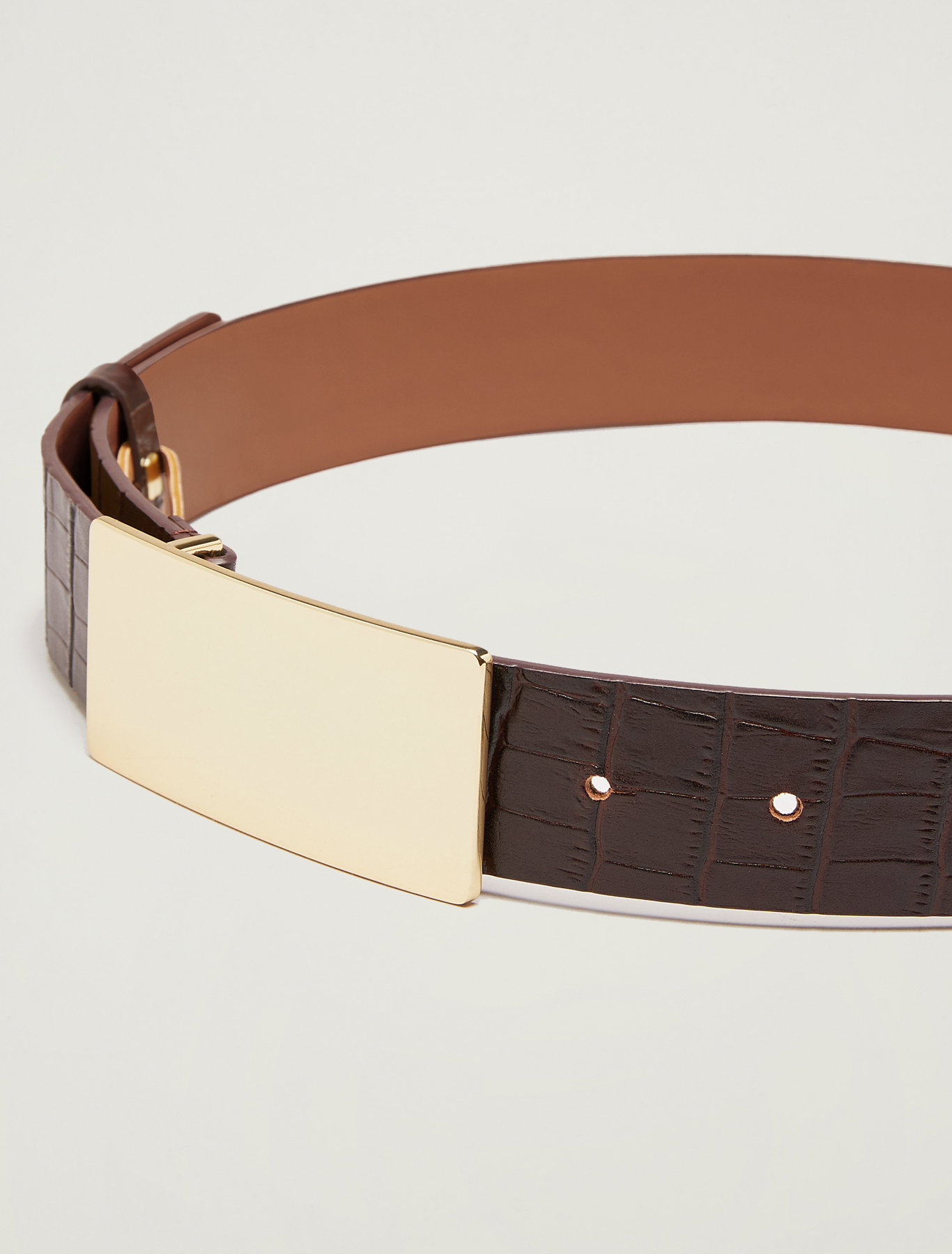 Crocodile-print leather belt, brown - Pennyblack Crocodile-print leather belt - brown - pennyblack