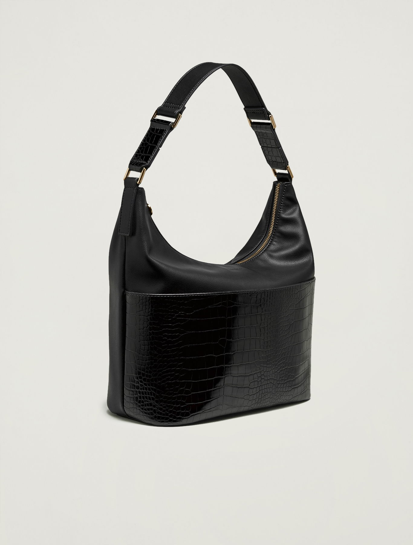 Croc-print hobo bag, black - Pennyblack Croc-print hobo bag - black - pennyblack