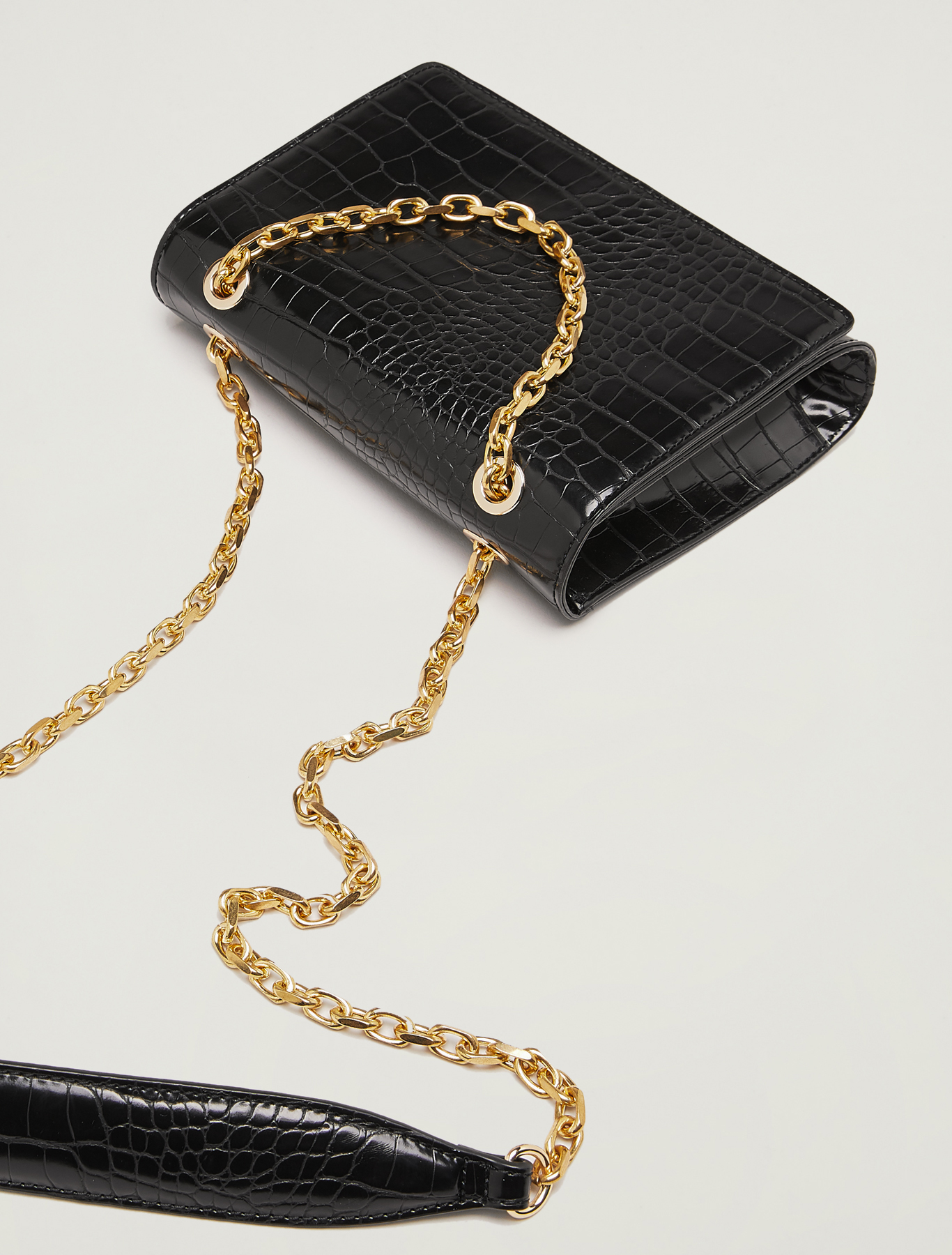 Croc-print chain bag, black - Pennyblack Croc-print chain bag - black - pennyblack