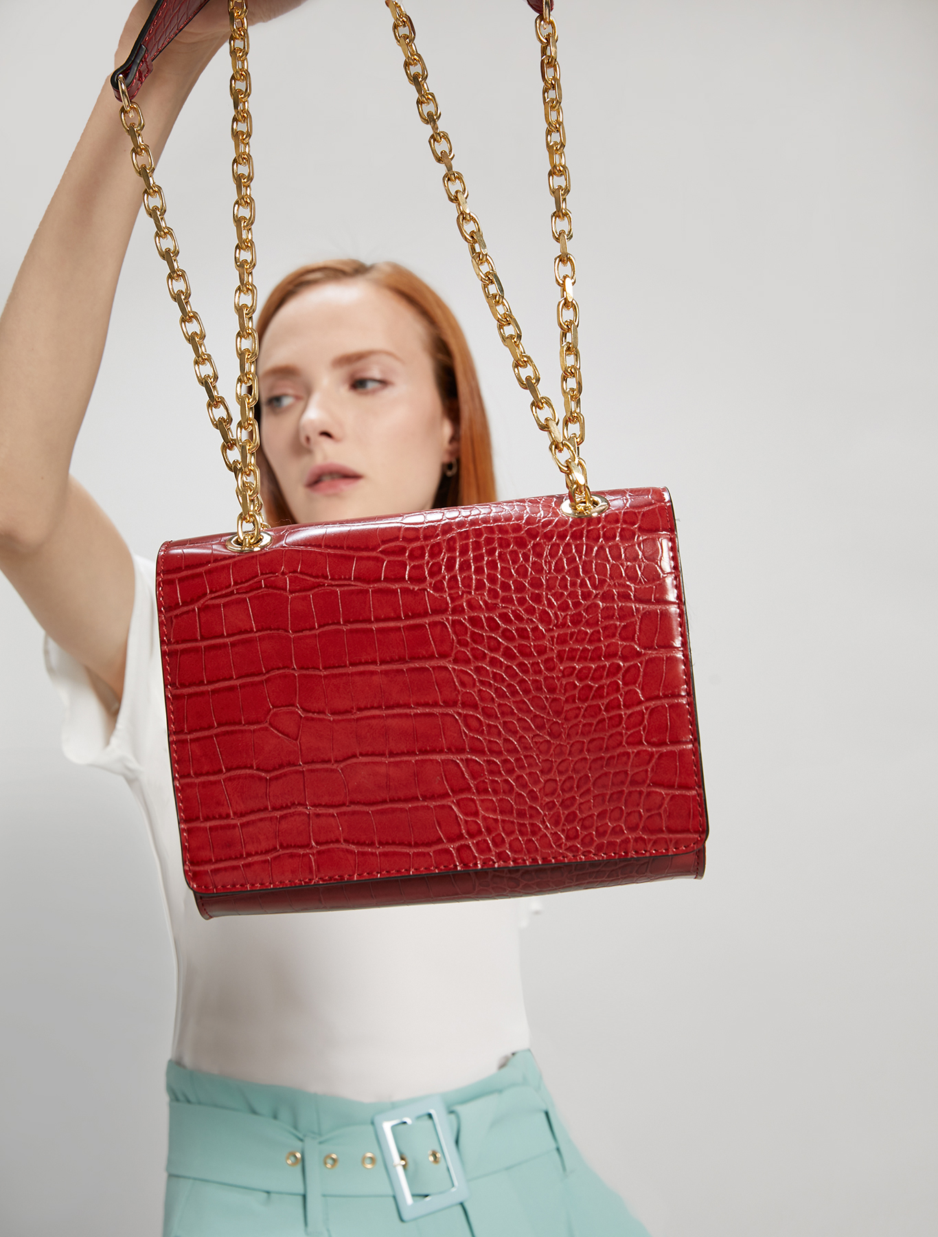 Croc-print chain bag, red - Pennyblack Croc-print chain bag - red - pennyblack