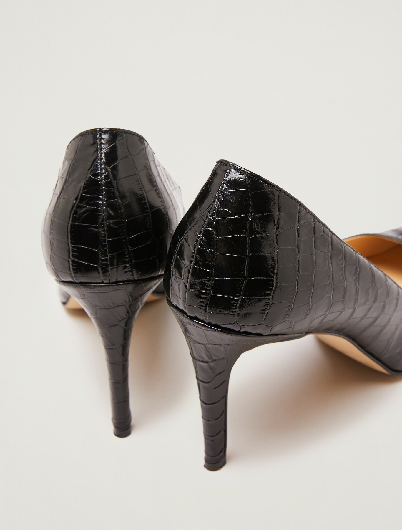 Crocodile-print leather court shoes, black - Pennyblack Crocodile-print leather court shoes - black - pennyblack