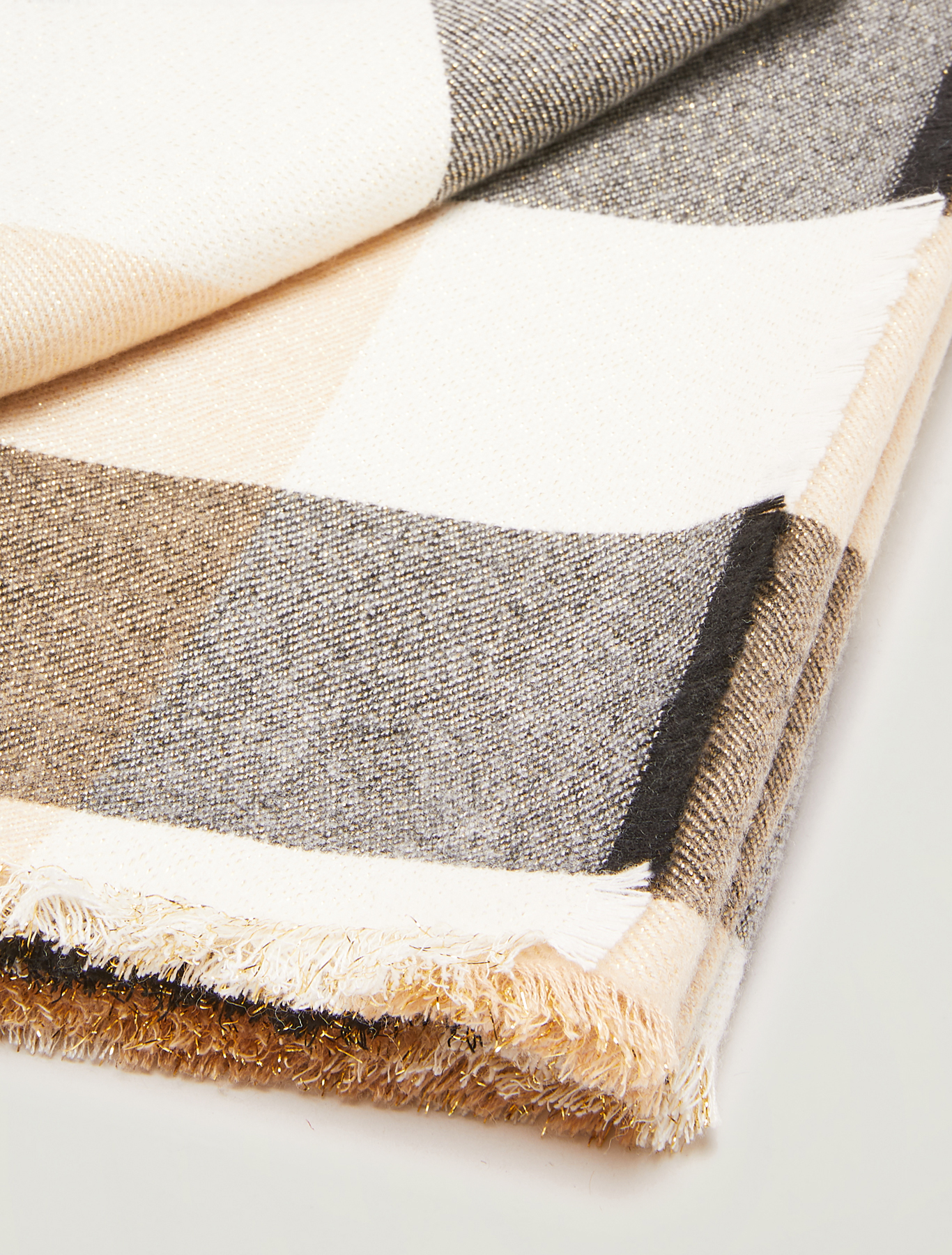Checked lamé stole, beige - Pennyblack Checked lamé stole - beige - pennyblack