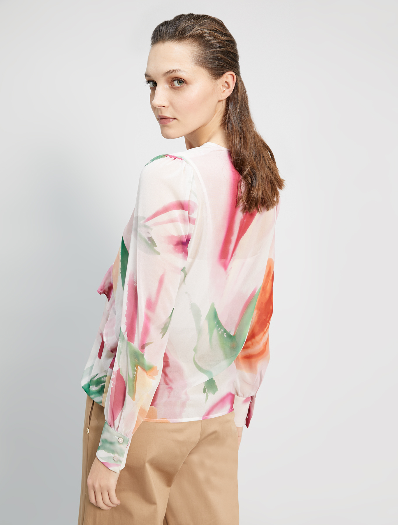 Blouse in floral georgette, ivory pattern - Pennyblack Blouse in floral georgette - ivory pattern - pennyblack