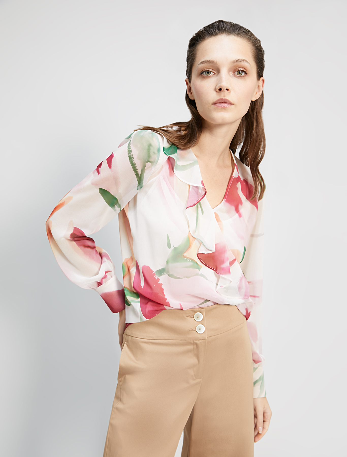 Blouse in floral georgette, ivory pattern - Pennyblack Blouse in floral georgette - ivory pattern - pennyblack