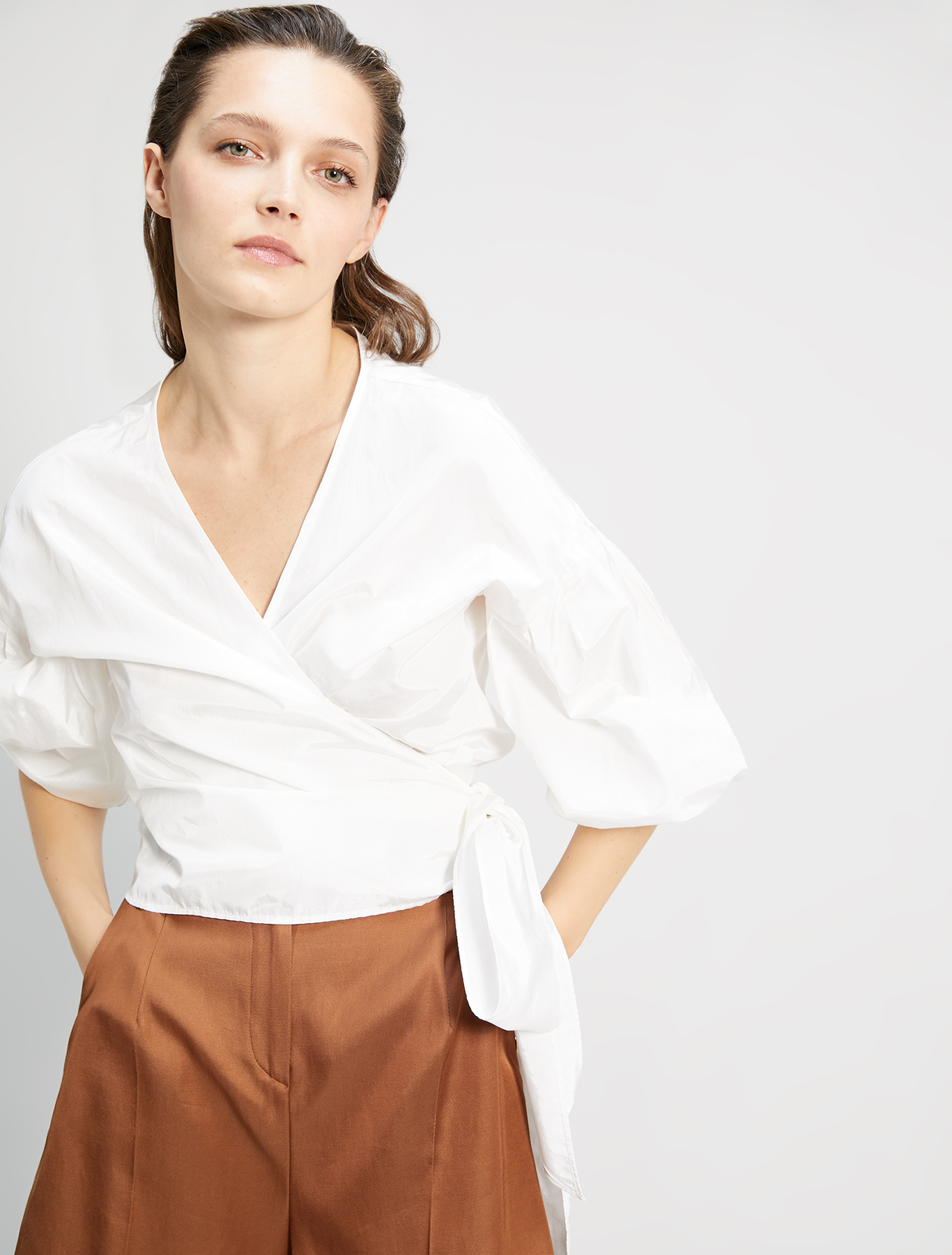 Crossover taffeta shirt, ivory - Pennyblack Crossover taffeta shirt - ivory - pennyblack