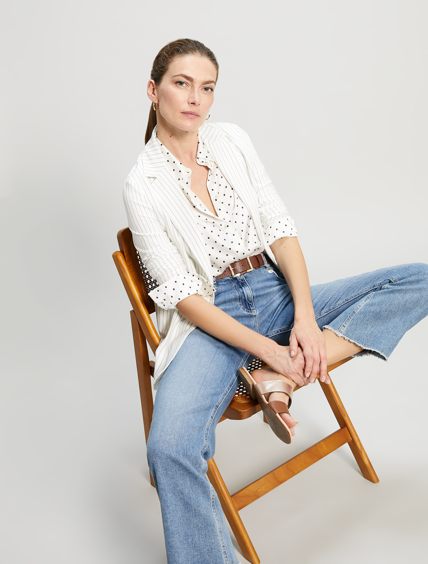 Polka dot satin shirt, white pattern - Pennyblack Polka dot satin shirt - white pattern - pennyblack