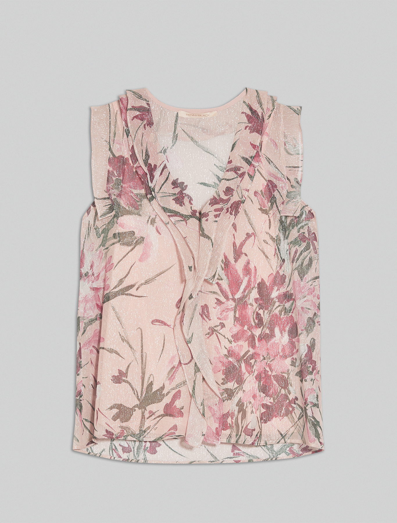 Lamé silk top, rose pink pattern - Pennyblack Lamé silk top - rose pink pattern - pennyblack