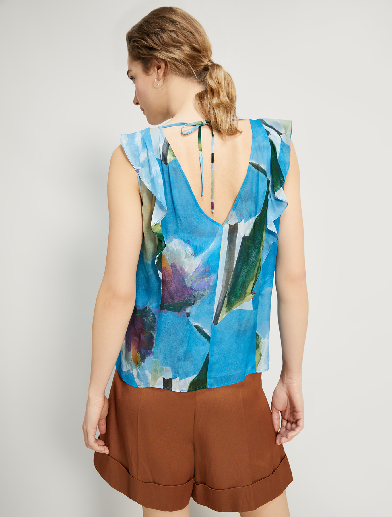 Flounced georgette top, turquoise pattern - Pennyblack Flounced georgette top - turquoise pattern - pennyblack