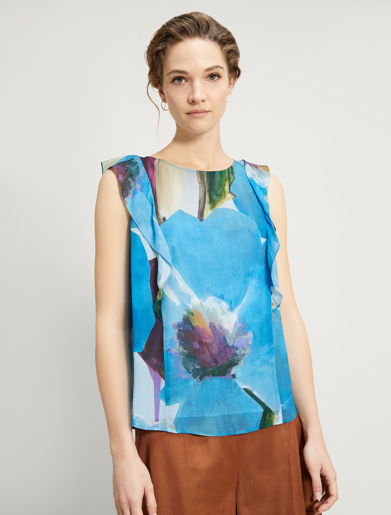 Flounced georgette top, turquoise pattern - Pennyblack Flounced georgette top - turquoise pattern - pennyblack