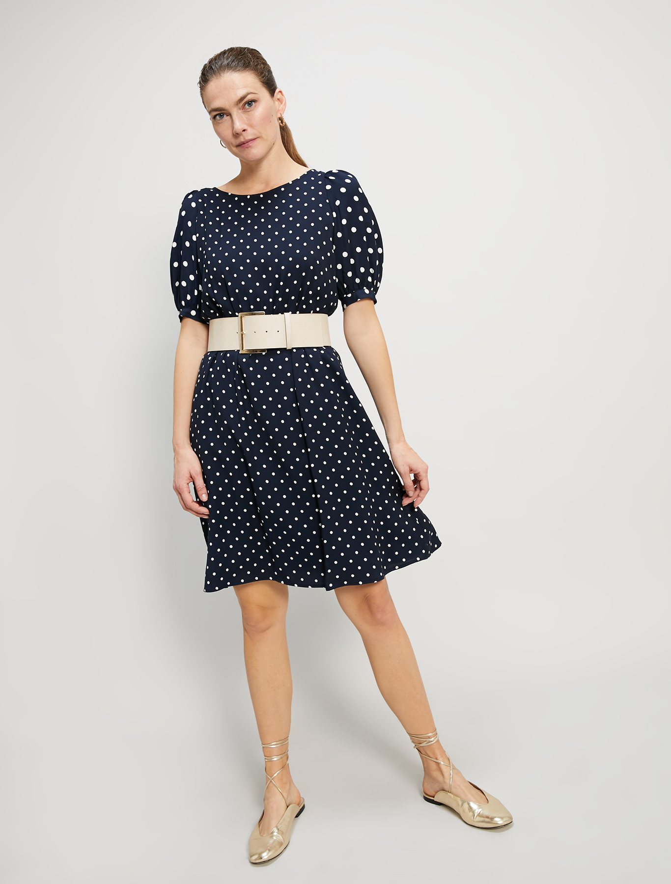 Polka dot sablé dress, navy blue pattern - Pennyblack Polka dot sablé dress - navy blue pattern - pennyblack