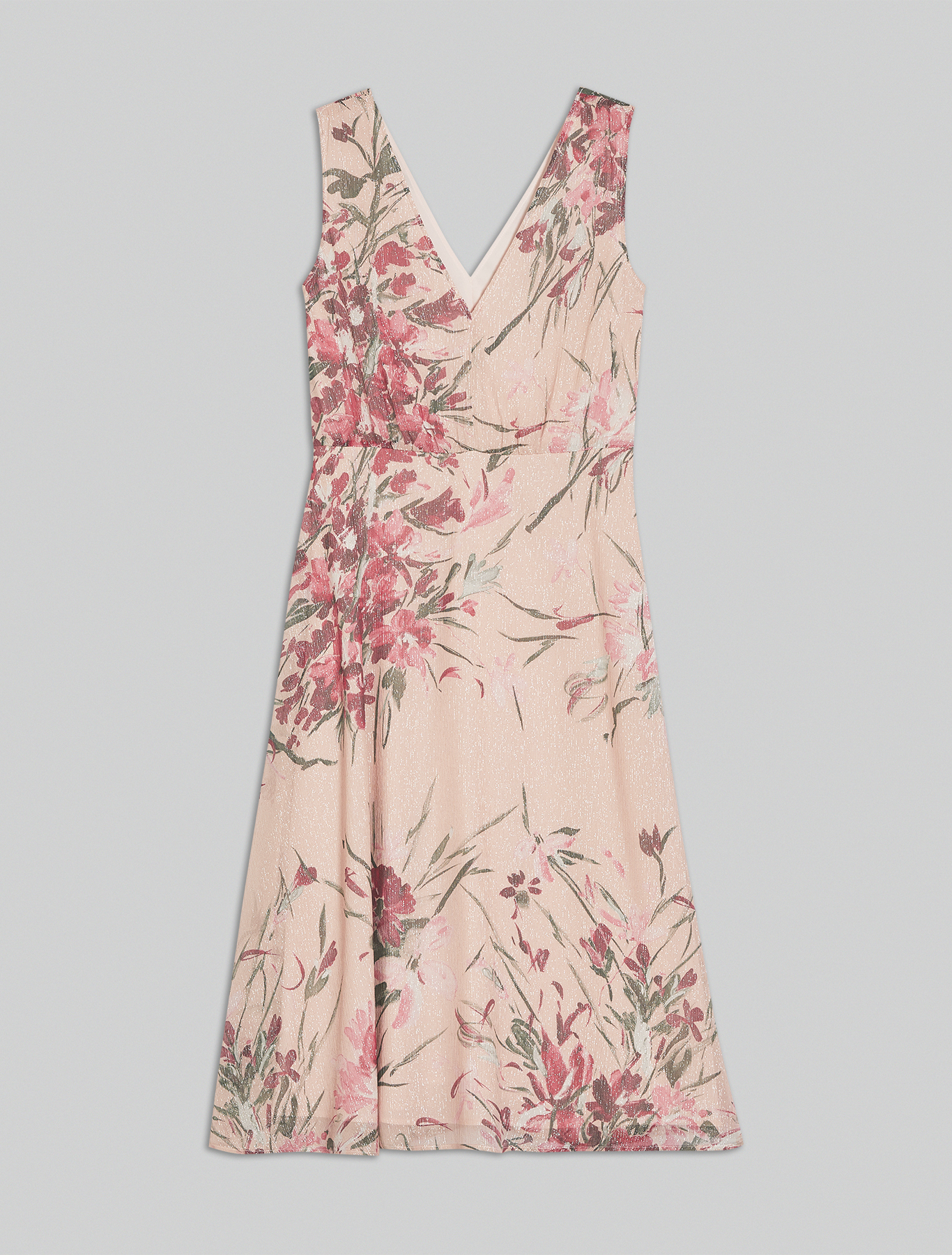 Lamé silk midi dress, rose pink pattern - Pennyblack Lamé silk midi dress - rose pink pattern - pennyblack